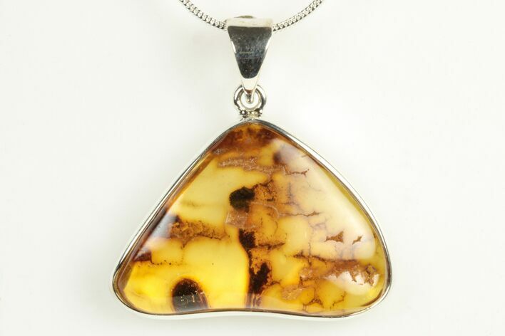 Polished Baltic Amber Pendant (Necklace) - Sterling Silver #240322